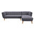 Belina Mid-Century Sectional in Champagne WoodÂ Finish and Dark Grey Fabric