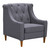 Luxe Mid-Century Sofa Chair in Champagne Wood Finish and Dark Grey Fabric