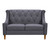 Luxe Mid-Century Loveseat in Champagne WoodÂ Finish and Dark Grey Fabric