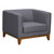 Prism Mid-Century Sofa Chair in Champagne Wood Finish and Dark Grey Fabric