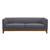 Prism Mid-Century Sofa in Champagne Wood Finish and Dark Grey Fabric