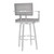 Armen Living Balboa 30â€ Bar Height Barstool with Arms in Brushed Stainless Steel and Vintage Gray Faux Leather