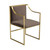 Armen Living Seville Contemporary Dining Chair in Brushed Gold Finish and Brown Fabric