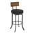 Armen Living Ojai 30" Bar Height Metal Swivel Barstool in Vintage Black Faux Leather with Mineral Finish and Walnut Wood Back