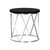 Armen Living Emerald Contemporary Round End Table in Brushed Stainless Steel with Black Ash Wood Top