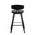 Fox 30" Mid-Century Bar Height Barstool in Black Faux Leather with Black Brushed Wood