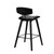 Fox 30" Mid-Century Bar Height Barstool in Black Faux Leather with Black Brushed Wood