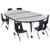 Mobile 76" Oval Wave Collaborative Laminate Activity Table Set with 14" Student Stack Chairs, Grey/Black [XU-GRP-14CH-A3048CON-48-GY-T-P-CAS-GG]