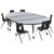 Mobile 86" Oval Wave Collaborative Laminate Activity Table Set with 14" Student Stack Chairs, Grey/Black [XU-GRP-14CH-A3060CON-60-GY-T-P-CAS-GG]