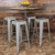 Modern Industrial Metal Stool in Silver