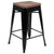 24" High Metal Counter-Height, Indoor Bar Stool with Wood Seat in Black - Stackable Set of 4 [4-ET-31320W-24-BK-R-GG]