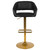Contemporary Black Vinyl Adjustable Height Barstool with Rounded Mid-Back and Gold Base [CH-122070-BK-G-GG]