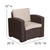 5 Piece Outdoor Faux Rattan Chair, Sofa and Table Set in Chocolate Brown [DAD-SF-113RS-CBN-GG]