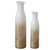 This Set Of Two Glass Vases Showcase An Elegant Fluted Design In A Glossy Ombre Ivory And Beige Finish. Sizes: S-3x15x3, L-3x19x3