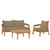 Brisbane 3-Piece Teak Wood Outdoor Patio Set EEI-5834-NAT-LBR