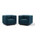 Conjure Tufted Armchair Upholstered Fabric Set of 2 EEI-5045-AZU