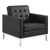 Loft Tufted Upholstered Faux Leather Sofa and Armchair Set EEI-4104-SLV-BLK-SET