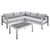 Shore Sunbrella® Fabric Outdoor Patio Aluminum 4 Piece Sectional Sofa Set EEI-4314-SLV-GRY-SET