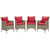 Conduit Outdoor Patio Wicker Rattan Dining Armchair Set of 4 EEI-4028-LGR-RED