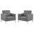Loft Tufted Upholstered Faux Leather Armchair Set of 2 EEI-4101-SLV-GRY
