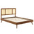 Kelsea Cane and Wood Queen Platform Bed With Splayed Legs MOD-6373-WAL