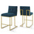 Privy Gold Stainless Steel Upholstered Fabric Counter Stool Set of 2 EEI-4154-GLD-AZU