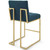 Privy Gold Stainless Steel Upholstered Fabric Counter Stool Set of 2 EEI-4154-GLD-AZU