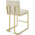 Privy Gold Stainless Steel Upholstered Fabric Counter Stool Set of 2 EEI-4154-GLD-BEI