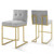 Privy Gold Stainless Steel Upholstered Fabric Counter Stool Set of 2 EEI-4154-GLD-LGR