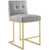 Privy Gold Stainless Steel Upholstered Fabric Counter Stool Set of 2 EEI-4154-GLD-LGR