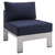 Shore Sunbrella® Fabric Outdoor Patio Aluminum 9 Piece Sectional Sofa Set EEI-4320-SLV-NAV-SET