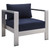 Shore Sunbrella® Fabric Outdoor Patio Aluminum 8 Piece Sectional Sofa Set EEI-5482-SLV-NAV-SET