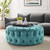 Amour Tufted Button Large Round Performance Velvet Ottoman EEI-5469-SEA