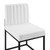 Carriage Channel Tufted Sled Base Upholstered Fabric Dining Chair EEI-3807-BLK-WHI