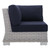 Conway Sunbrella® Outdoor Patio Wicker Rattan Corner Chair EEI-3970-LGR-NAV