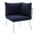 Riverside Outdoor Patio Aluminum Corner Chair EEI-3569-WHI-NAV