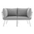 Riverside 2 Piece Outdoor Patio Aluminum Sectional Sofa Set EEI-3781-WHI-GRY