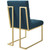 Privy Gold Stainless Steel Upholstered Fabric Dining Accent Chair EEI-3743-GLD-AZU