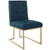 Privy Gold Stainless Steel Upholstered Fabric Dining Accent Chair EEI-3743-GLD-AZU