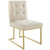Privy Gold Stainless Steel Upholstered Fabric Dining Accent Chair EEI-3743-GLD-BEI