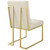 Privy Gold Stainless Steel Upholstered Fabric Dining Accent Chair EEI-3743-GLD-BEI