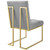 Privy Gold Stainless Steel Upholstered Fabric Dining Accent Chair EEI-3743-GLD-LGR