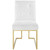 Privy Gold Stainless Steel Upholstered Fabric Dining Accent Chair EEI-3743-GLD-WHI