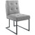 Privy Black Stainless Steel Upholstered Fabric Dining Chair EEI-3745-BLK-LGR