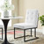 Privy Black Stainless Steel Upholstered Fabric Dining Chair EEI-3745-BLK-WHI