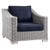 Conway Outdoor Patio Wicker Rattan 2-Piece Armchair and Ottoman Set EEI-5090-NAV