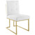 Privy Gold Stainless Steel Upholstered Fabric Dining Accent Chair Set of 2 EEI-4151-GLD-WHI