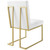 Privy Gold Stainless Steel Upholstered Fabric Dining Accent Chair Set of 2 EEI-4151-GLD-WHI