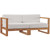 Upland Outdoor Patio Teak Wood 2-Piece Sectional Sofa Loveseat EEI-4256-NAT-WHI-SET