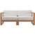 Upland Outdoor Patio Teak Wood 2-Piece Sectional Sofa Loveseat EEI-4256-NAT-WHI-SET